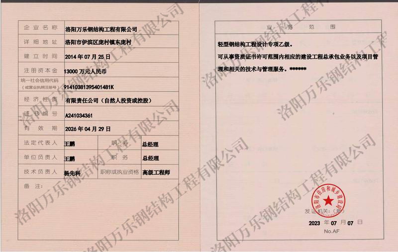 工程设计专项乙级